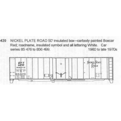 CDS DRY TRANSFER N-420NOS  NICKEL PLATE ROAD 50' INSULATED BOXCAR - N SCALE
