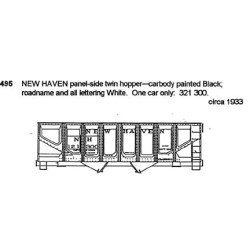 CDS DRY TRANSFER N-495NOS  NEW HAVEN 2 BAY PANEL SIDE HOPPER - N SCALE