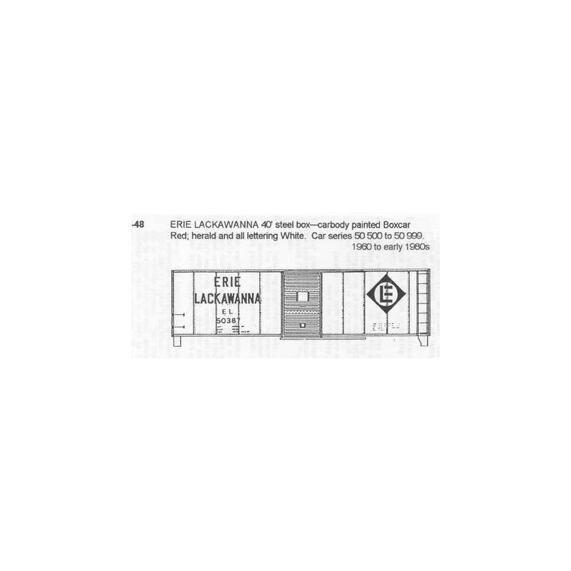 CDS DRY TRANSFER HO-48NOS ERIE LACKAWANNA 40' BOXCAR - HO SCALE