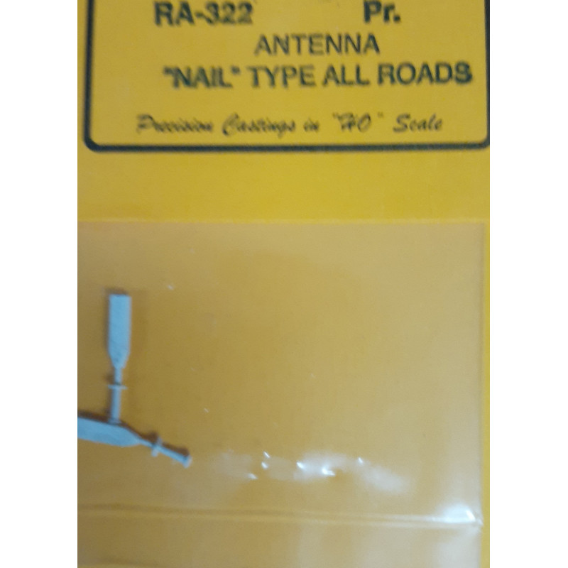 DETAILS WEST RA-322 - DIESEL LOCOMOTIVE RADIO ANTENNA  NAIL TYPE - HO SCALE