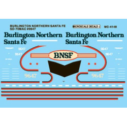 MICROSCALE DECAL MC-4148 - BURLINGTON NORTHERN SANTA FE SD70MAC 9647- HO SCALE