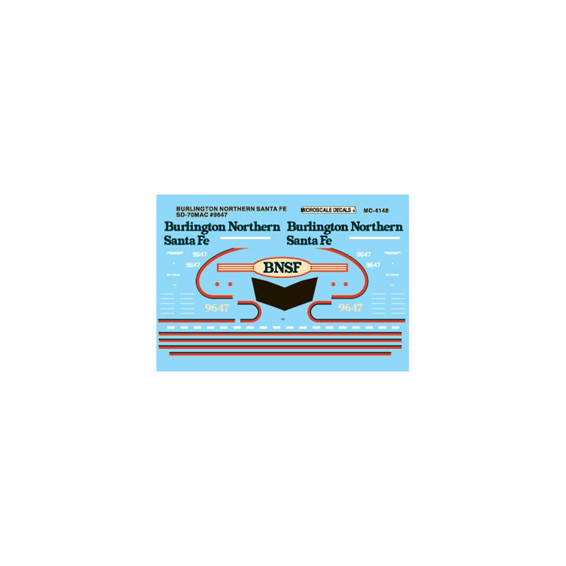 MICROSCALE DECAL MC-4148 - BURLINGTON NORTHERN SANTA FE SD70MAC 9647- HO SCALE