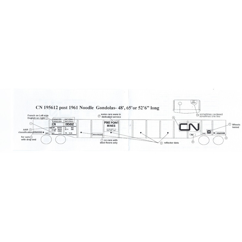 BLACK CAT DECAL - BC351 - CANADIAN NATIONAL GONDOLAS - HO SCALE