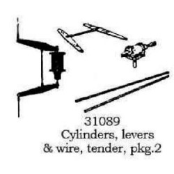 PSC 31089 - STEAM LOCOMOTIVE TENDER BRAKE CYLINDER AND LEVERS - HO SCALE