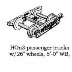 PSC 31876 - HOn3 PASSENGER CAR TRUCK KIT -  5' WHEELBASE - HOn3