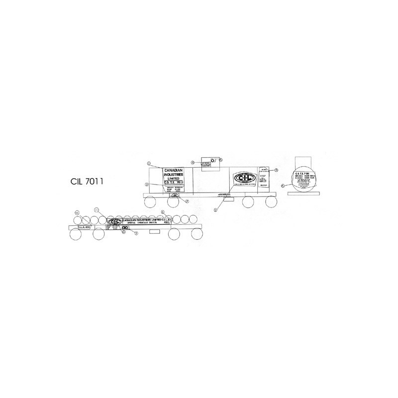 BLACK CAT DECAL - BC097 - CANADIAN INDUSTRIES LIMITED TANK CAR - HO SCALE
