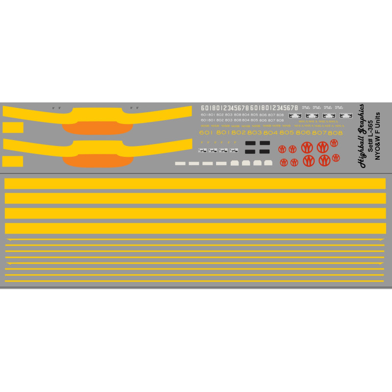 HIGHBALL L-365 NEW YORK ONTARIO & WESTERN DIESEL LOCOMOTIVES - F UNITS - HO SCALE