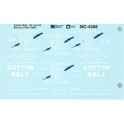 MICROSCALE DECAL MC-4388 - SSW COTTON BELT 40'/50' BOXCARS - HO SCALE