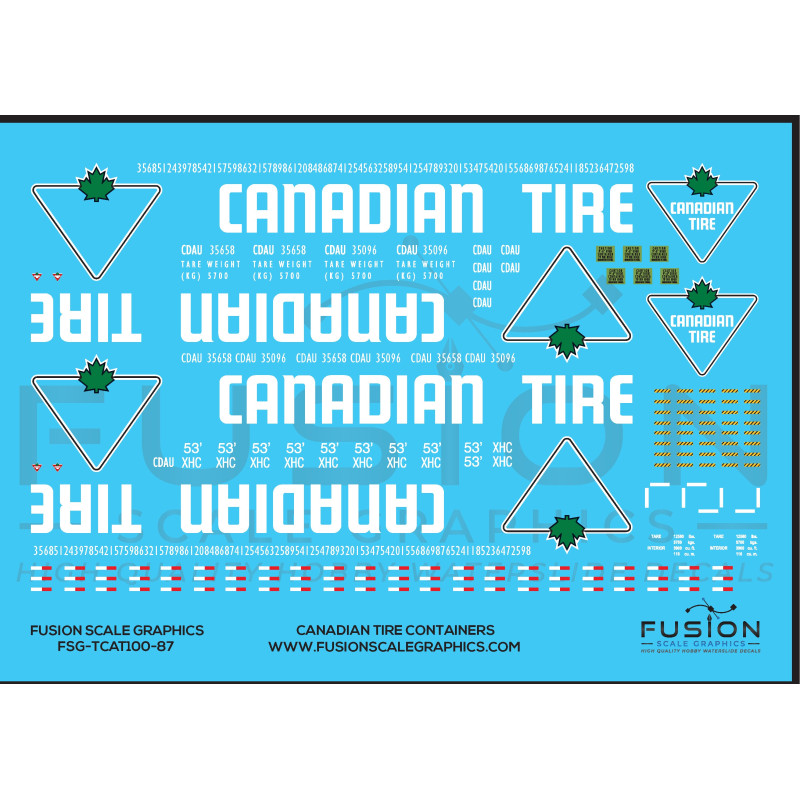 FUSION FSG-TCAT100-87 - CANADIAN TIRE 53' CONTAINERS - HO SCALE