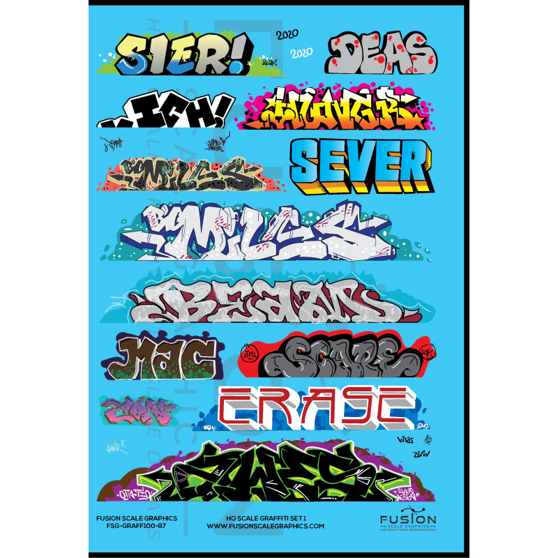 FUSION FSG-GRAFF100-87 - GRAFFITI SET 1 - HO SCALE