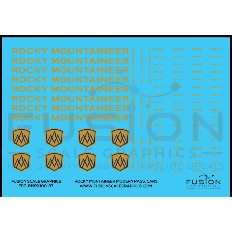FUSION FSG-RMRX100-87 - ROCKY MOUNTAINEER PASSENGER CARS - HO SCALE
