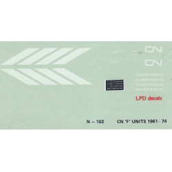LPD DECALS N-102 - CANADIAN NATIONAL DIESEL LOCOMOTIVE CAB UNITS - N SCALE