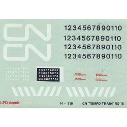 LPD DECALS H-116 - CANADIAN NATIONAL DIESEL LOCOMOTIVE TEMPO SERVICE - HO SCALE
