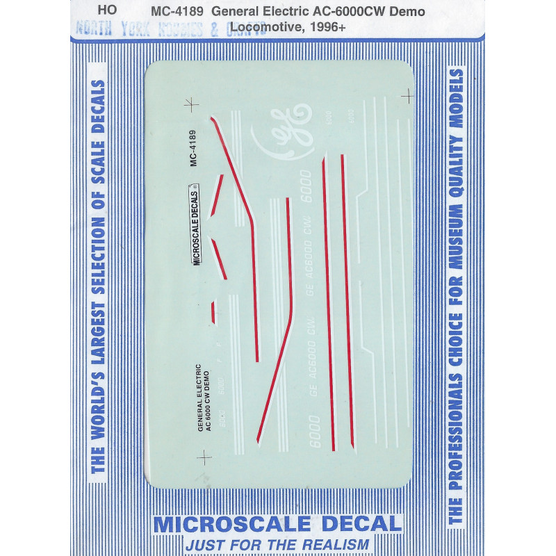 MICROSCALE DECAL MC-4189NOS - GENERAL ELECTRIC DIESEL LOCOMOTIVES - HO SCALE