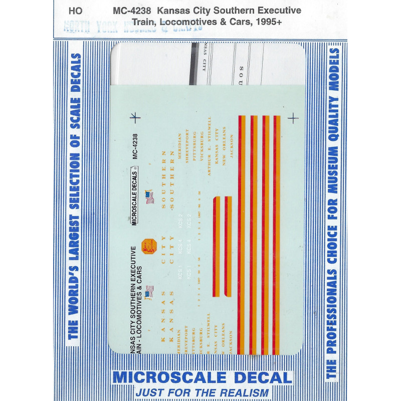 MICROSCALE DECAL MC-4238 - KANSAS CITY SOUTHERN EXECUTIVE TRAIN - HO SCALE