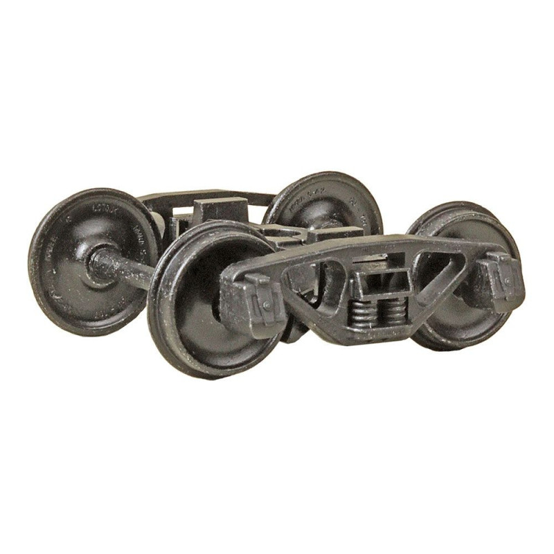 KADEE 750  2 RAIL A.S.F. A-3 RIDE-CONTROL METAL TRUCKS WITH 33" SMOOTH BACK METAL WHEELS - O SCALE