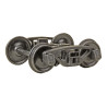 KADEE 750  2 RAIL A.S.F. A-3 RIDE-CONTROL METAL TRUCKS WITH 33" SMOOTH BACK METAL WHEELS - O SCALE