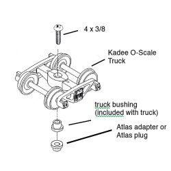 KADEE 752 2 RAIL ARCH BAR METAL TRUCKS WITH 33" RIBBED BACK METAL WHEELS - O SCALE