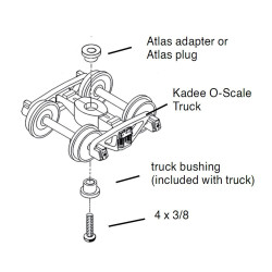 KADEE 753 2 RAIL BARBER S-2 ROLLER BEARING METAL TRUCKS WITH 33" SMOOTH BACK METAL WHEELS - O SCALE