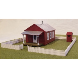 TICHY 7021 - ONE ROOM SCHOOLHOUSE WITH FENCE & OUTHOUSE - HO SCALE