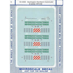MICROSCALE DECAL 60-4085 - BURLINGTON NORTHERN COMMUTER E UNITS - N SCALE