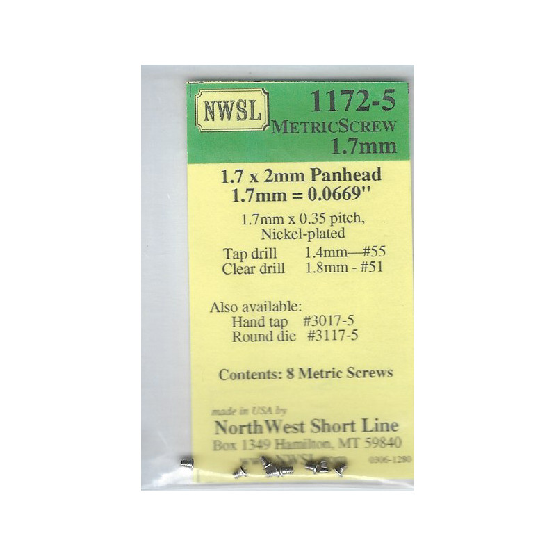 NWSL 1172-5 METRIC SCREW - 1.7mm x 2mm