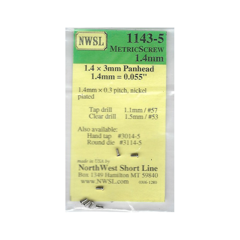 NWSL 1143-5 METRIC SCREW - 1.4mm x 3mm