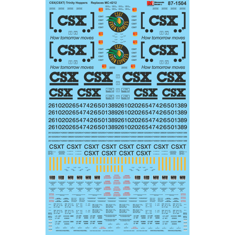 MICROSCALE DECAL 60-1504 - CSX TRINITY HOPPERS - N SCALE