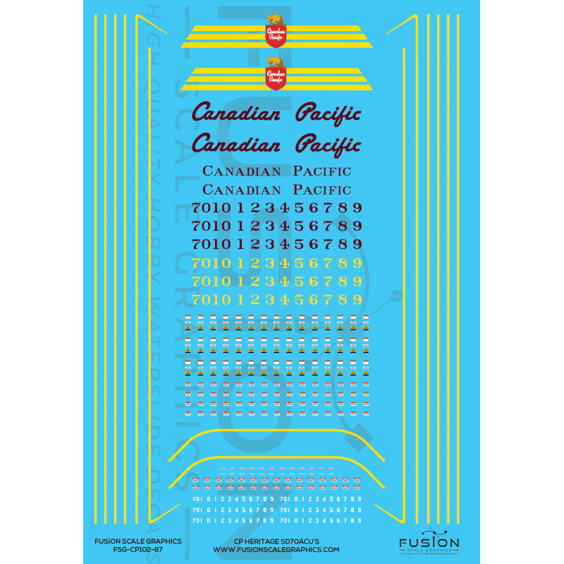 FUSION FSG-CP102-87 - CANADIAN PACIFIC DIESEL LOCOMOTIVES - SD70ACU HERITAGE SCHEME 7010-7019 - HO SCALE