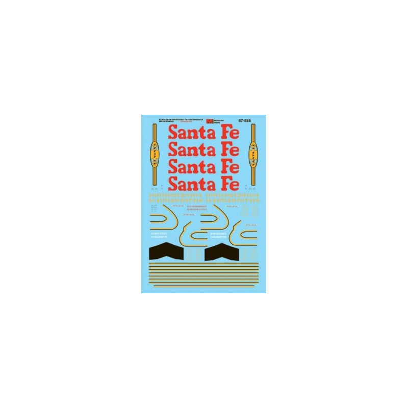 MICROSCALE DECAL 87-585 - SANTA FE  DIESEL LOCOMOTIVES - HO SCALE