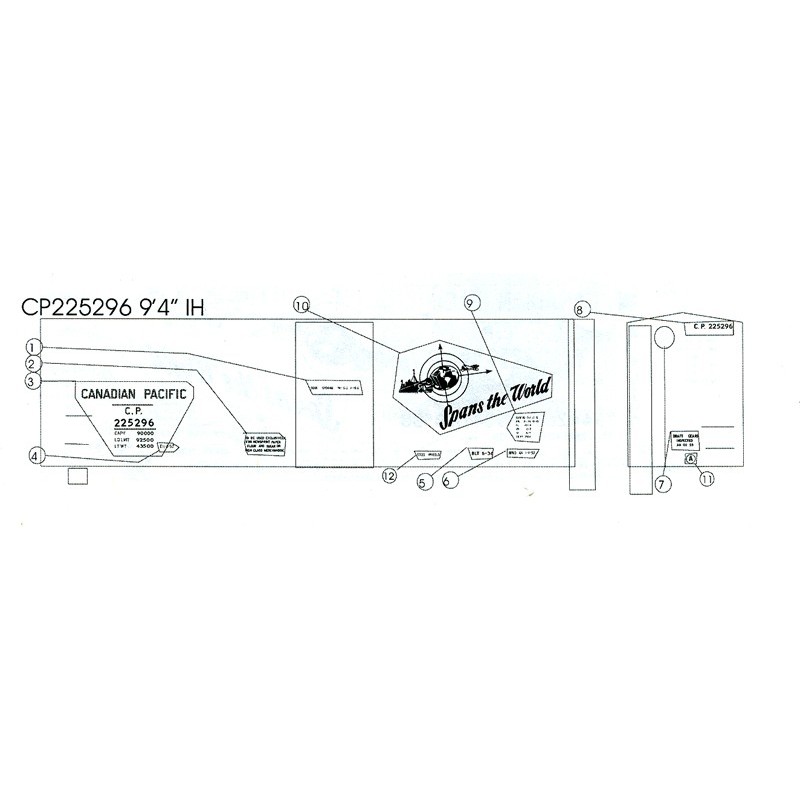 BLACK CAT DECAL - BC157 - CANADIAN PACIFIC 40' BOXCAR - 9'4"IH - HO SCALE
