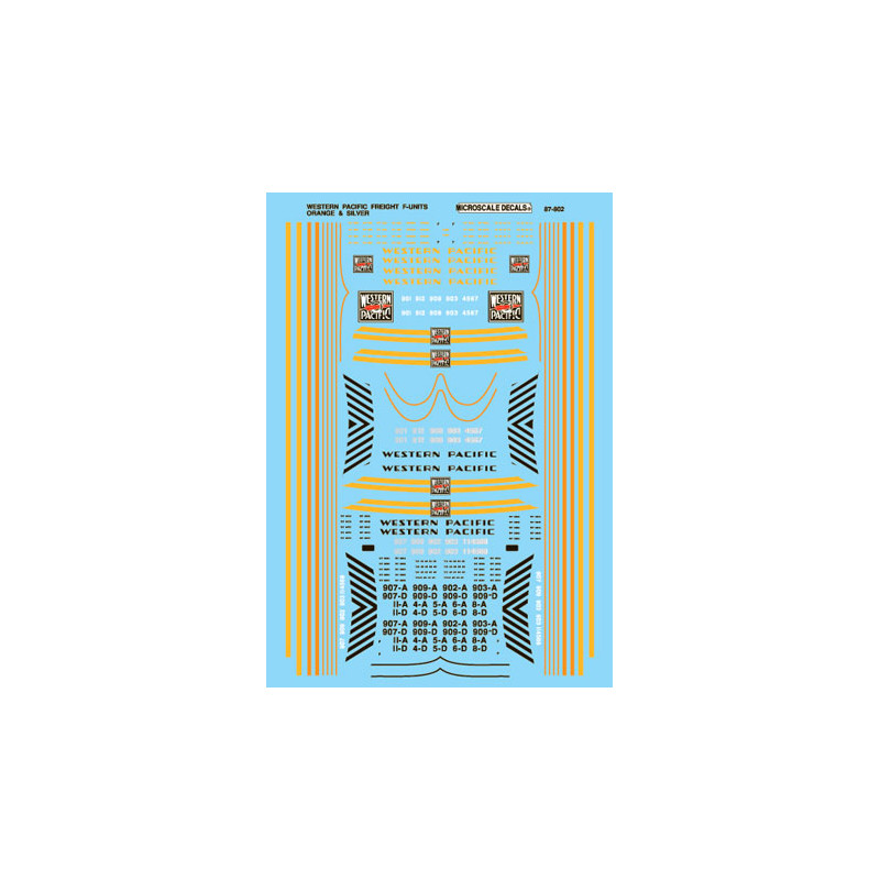 MICROSCALE DECAL 87-802 - WESTERN PACIFIC FT DIESEL LOCOMOTIVES - HO SCALE