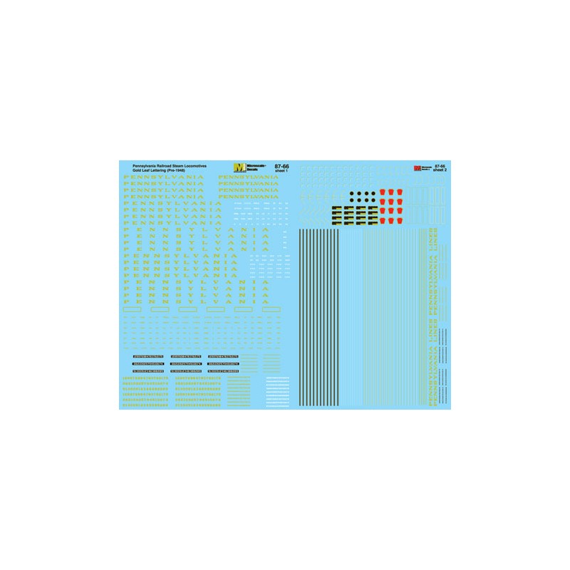 MICROSCALE DECAL 87-66 - PENNSYLVANIA STEAM LOCOMOTIVES - HO SCALE