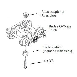 KADEE 756 - 2 RAIL AAR BETTENDORF STYLE METAL TRUCKS WITH 33" SMOOTH BACK METAL P48 WHEELS - O SCALE