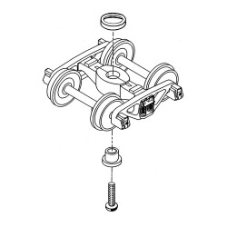 KADEE 758 - 2 RAIL BARBER S-2 ROLLER BEARING METAL TRUCKS WITH 33" SMOOTH BACK METAL P48 WHEELS - O SCALE