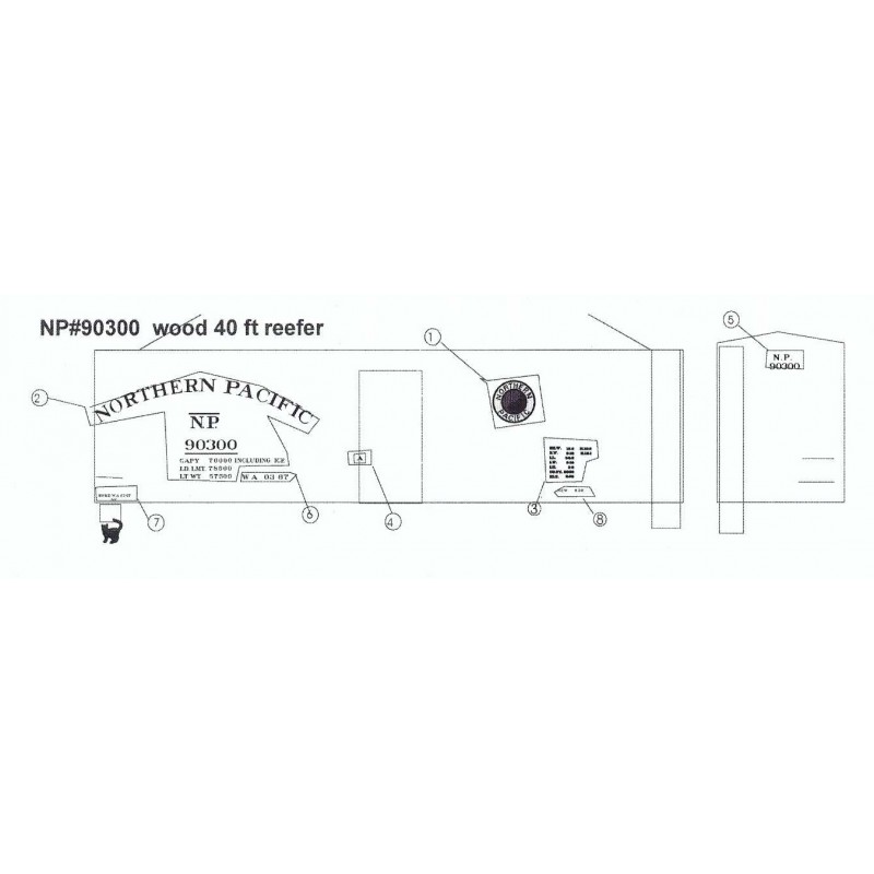 BLACK CAT DECAL - BC367 - NORTHERN PACIFIC 40' REEFER - HO SCALE