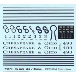 GREAT DECALS WSM-154 - CHESAPEAKE & OHIO L-1 STREAMLINED HUDSON - HO SCALE