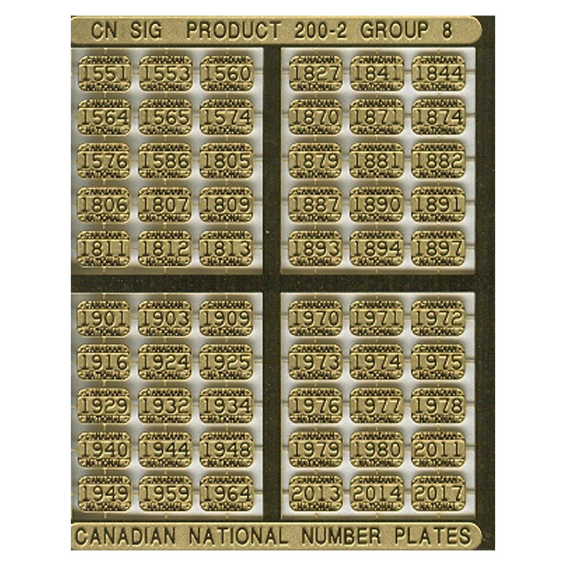 CNRHA - 200-2-8 - CANADIAN NATIONAL STEAM LOCOMOTIVE NUMBER PLATES 1551-2017 - HO SCALE
