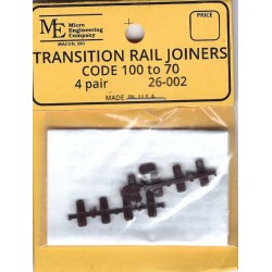MICRO ENGINEERING 26-002 - CODE 100 TO 70 TRANSITION INSULATED RAIL JOINERS - HO SCALE
