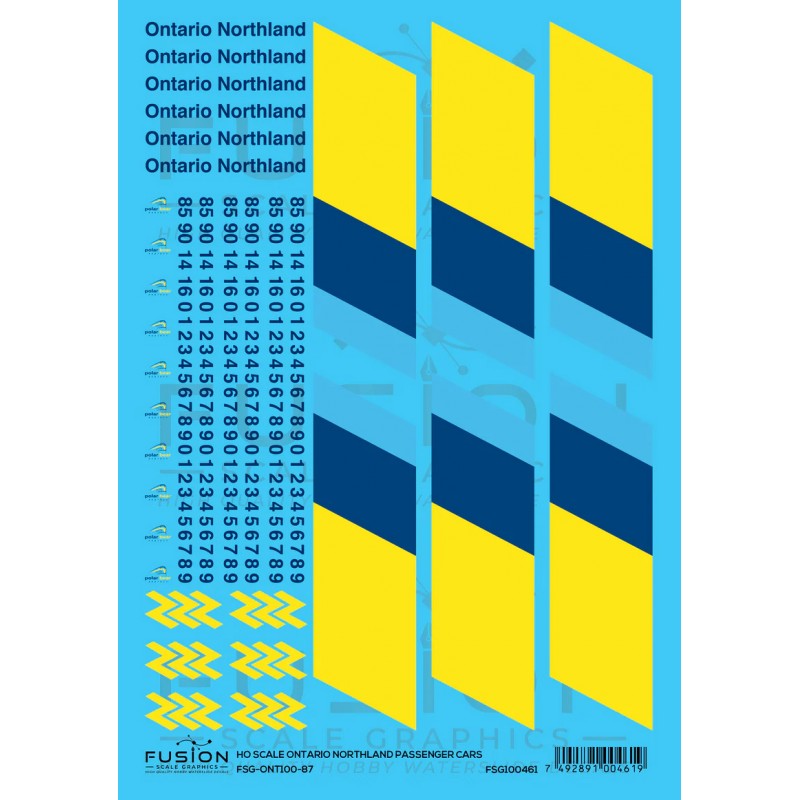 FUSION FSG-ONT100-87 - ONTARIO NORTHLAND PASSENGER CARS - HO SCALE