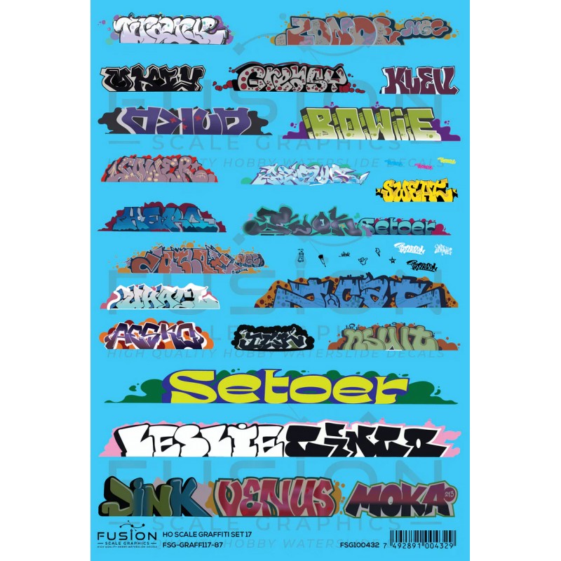 FUSION FSG-GRAFF117-87 - GRAFFITI SET 17 - HO SCALE