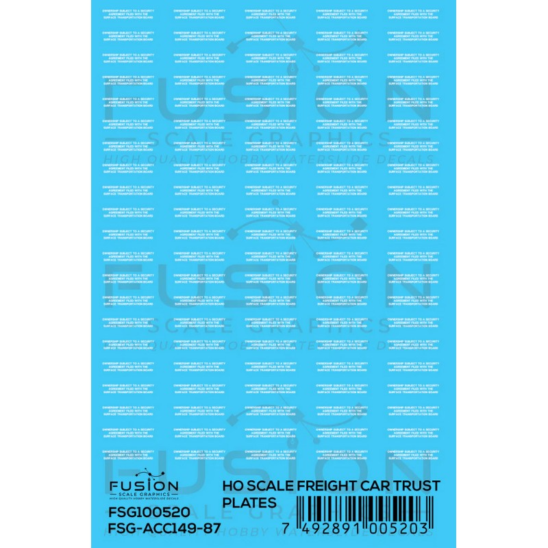 FUSION FSG-ACC149-87 - FREIGHT CAR TRUST PLATES - WHITE - HO SCALE
