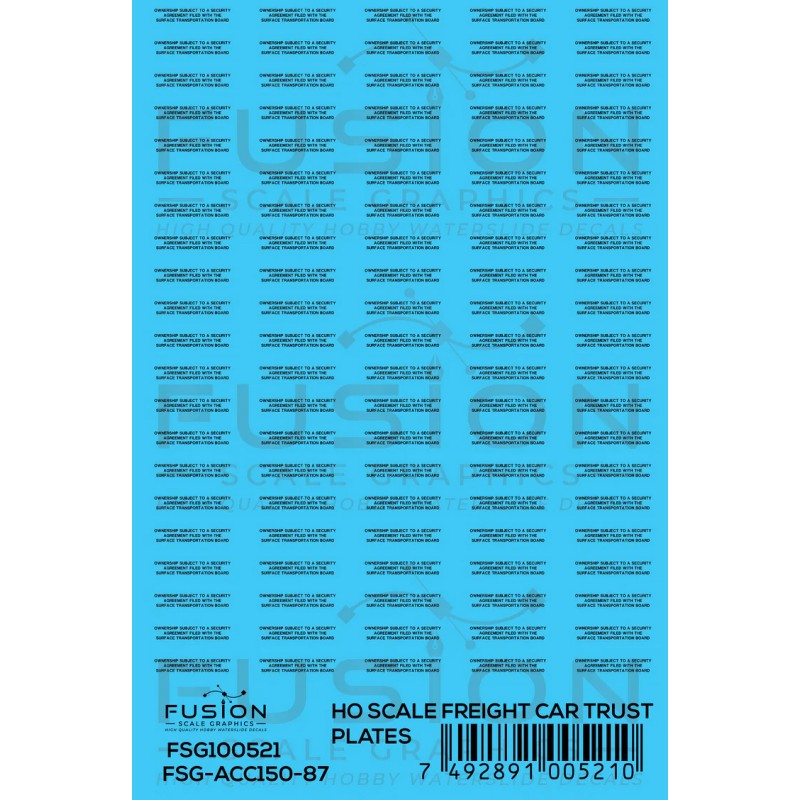 FUSION FSG-ACC150-87 - FREIGHT CAR TRUST PLATES - BLACK - HO SCALE