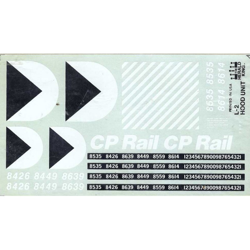 HERALD KING DECAL L-2 - CPRAIL DIESEL LOCOMOTIVE - GP7/GP9 - HO SCALE