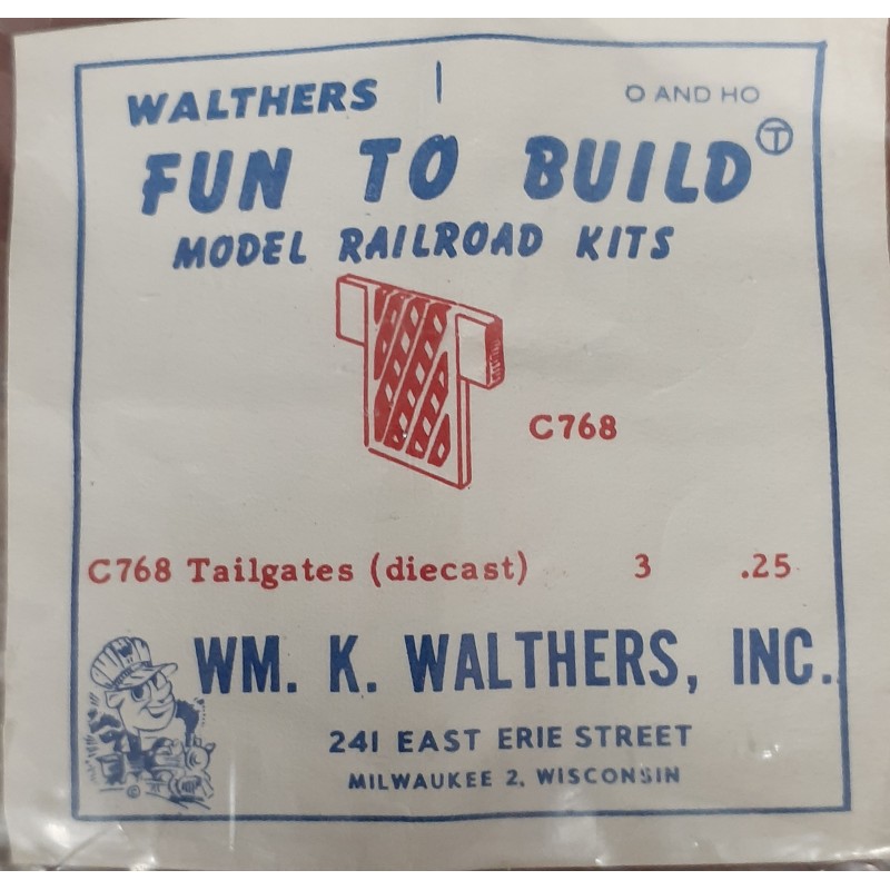 WALTHERS C768 - PASSENGER CAR TAILGATES - HO SCALE