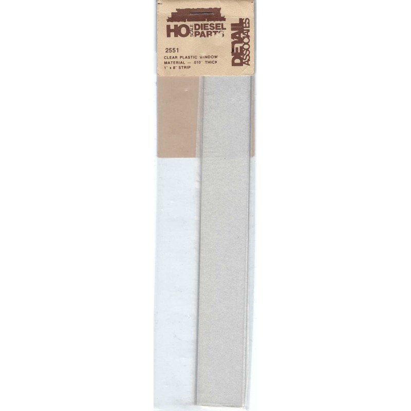 DETAIL ASSOCIATES 2551 - CLEAR PLASTIC WINDOW MATERIAL - .010" THICK - 1" X 8"