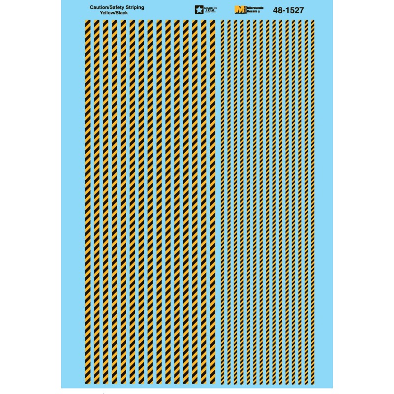 MICROSCALE DECAL 48-1527 - CAUTION/SAFETY STRIPING YELLOW/BLACK - O SCALE
