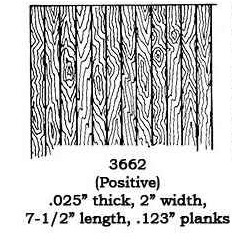 PSC 3662 - BRASS ETCHED PLANK WITH GRAIN - .025" THICK - .123" BETWEEN LINES - HO SCALE