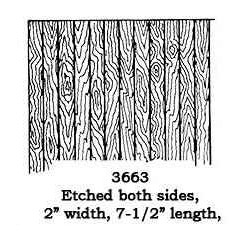 PSC 3663 - BRASS ETCHED PLANK WITH GRAIN  - DOUBLE SIDED - .025" THICK - .123" BETWEEN LINES - HO SCALE