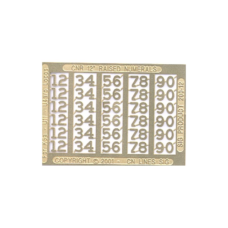 CNRHA - 200-12 - CANADIAN NATIONAL STEAM LOCOMOTIVE RUNNING BOARD NUMBERS - HO SCALE